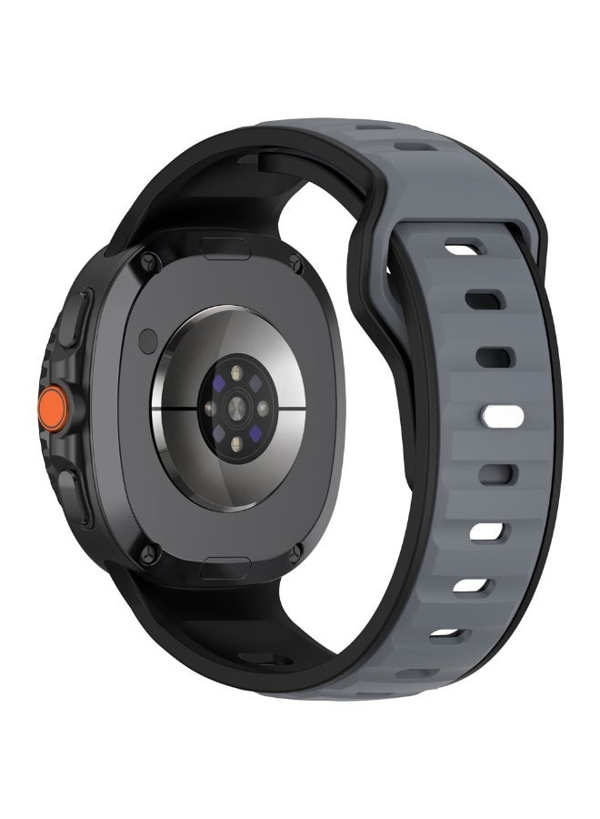 سوار سيليكون لساعة سامسونج جالاكسي 8 مقاس 40 مم و44 مم / ساعة جالاكسي 8 كلاسيك مقاس 46 مم، سوار رياضي ثنائي اللون - (رمادي/أسود) - Image 1